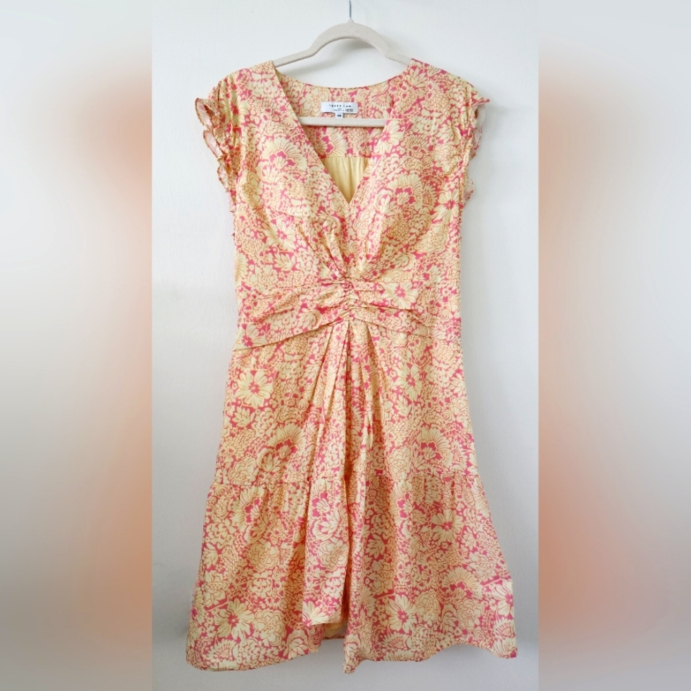 Derek Lam Collective Floral Yellow Pink Dress Sz 10 US / 46 IT